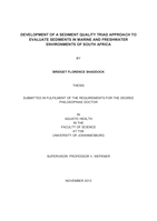 Development of a sediment quality triad approach to evaluate sediments in marine and freshwater environments of South Africa