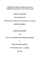 Communication needs towards developing a communication strategy in the public sector