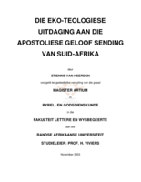 Die eko-teologiese uitdaging aan die Apostoliese Geloof Sending van Suid-Afrika.