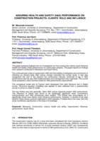 Assuring health and safety (H&S) performance on construction projects - clients' role and influence