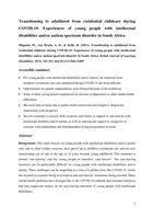 Transitioning to adulthood from residential childcare during COVID-19: Experiences of young people with intellectual disabilities and/or autism spectrum disorder in South Africa