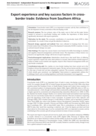 Export experience and key success factors in crossborder trade : evidence from Southern Africa