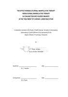 The effectiveness of spinal manipulative therapy versus spinal manipulative therapy in conjunction with guided imagery in the treatment of chronic lower back pain