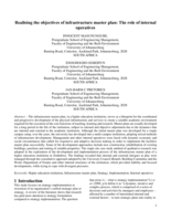 Realising the objectives of infrastructure master plan : The role of internal operatives
