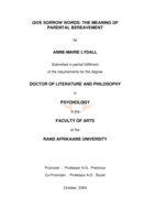 Give sorrow words: the meaning of parental bereavement