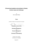E-government adoption and synthesis in Zambia : context, issues and challenges
