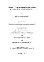 Translation techniques in Malachi according to Targum Jonathan