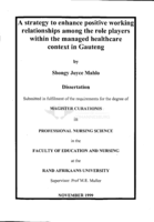 A strategy to enhance positive working relationships among the role players within the managed healthcare context in Gauteng