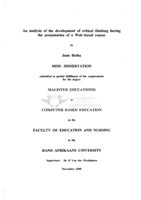 An analysis of the development of critical thinking during the presentation of a Web-based course