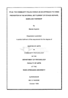 The community police forum as an approach to crime prevention in the informal settlement of Stanza Bopape, Mamelodi Township