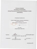 A survey to establish perceptions of homoeopathy among  pharmacists and pharmacists' assistants in greater Johannesburg