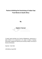 Factors inhibiting the franchising of Indian fast food stores in South Africa