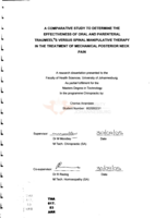 A comparative study to determine the effectiveness of oral and parenteral Traumeel®S versus spinal manipulative therapy in the treatment of mechanical posterior neck pain