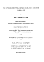The experiences of teachers in developing inclusive classrooms