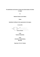 The identification and function of whole and unwhole bodies in the book of Judges