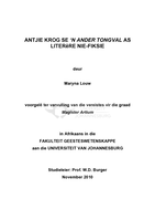 Antjie Krog se ‘n Ander tongval as literêre nie-fiksie