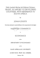 The gains from international trade, as applied to developing countries, with reference to South Africa