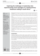 Exploring the challenges in leadership roles experienced by nurse managers in a mining primary healthcare setting in South Africa