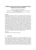 Challenges facing construction site management in the Swaziland construction industry