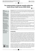 The implementation of gender equality within the South African Public Service (1994–2019)