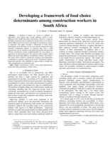 Developing a framework of food choice determinants among construction workers in South Africa