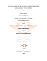 Stakeholders’ perceptions of a human resources management intervention