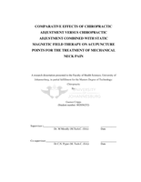 Comparative effects of chiropractic adjustment versus chiropractic adjustment combined with static magnetic field therapy on acupuncture points for the treatment of mechanical neck pain