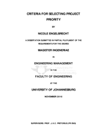 Criteria for selecting project priority