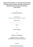 Beneficiation potential of low-grade iron ore from a discard lumpy stockpile and fines tailings dam at Beeshoek  mine, Northern Cape Province, South Africa