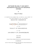Sofware reliability and safety engineering analysis for aerospace systems