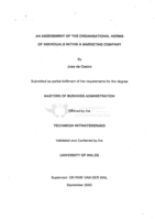 An assessment of the organisational norms of individuals within a marketing company