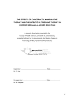 The effects of chiropractic manipulative therapy and therapeutic ultrasound therapy in chronic mechanical lower back pain