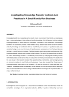 Investigating knowledge transfer methods and practices in a small family-run business