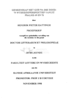 Gemeenskap met God na die dood : 'n wysheidsperspektief vanuit Psalms 49 en 73