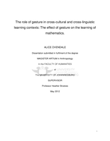 The role of gesture in cross-cultural and cross-linguistic learning contexts : the effect of gesture on the learning of mathematics