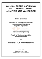 On high speed machining of titanium alloys : analysis and validation