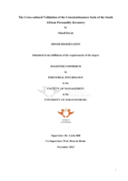 The cross-cultural validation of the conscientiousness scale of the South African Personality Inventory