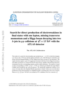 Search for direct production of electroweakinos in final states with one lepton, missing transverse momentum and a Higgs boson decaying into two b-jets in p p collisions at p s = 13 TeV with the ATLAS detector