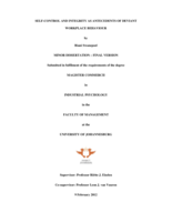 Self-control and integrity as antecedents of deviant workplace behaviour