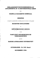 Geslagsidentiteitsverwerwing by adolessente in 'n disfunksionele gesin