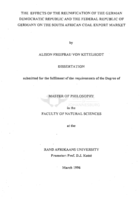 The effects of the reunification of the German Democratic Republic and the Federal Republic of Germany on the South African coal export market