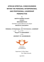 African spiritual consciousness within the personal interpersonal and professional leadership perspective