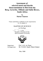 Assessment of selected metal and biocide bioaccumulation in fish from the Berg, Luvuvhu, Olifants and Sabie Rivers, South Africa