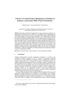 A review of critical project management techniques to enhance construction SMEs project performance