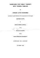 Guidelines for family therapy with Tsonga families