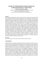 Factors for selecting joint venture partner for construction project in South Africa