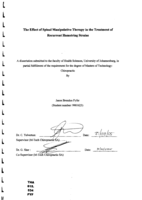 The effect of spinal manipulative therapy in the treatment of recurrent hamstring strains