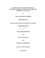 Secondary school learners' perceptions of responsible citizenship as taught in the life orientation learning area: a case study