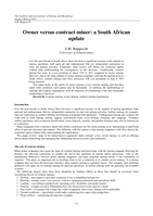 Owner versus contract miner : a South African update