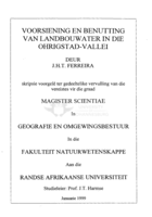 Voorsiening en benutting van landbouwater in die Ohrigstad-vallei
